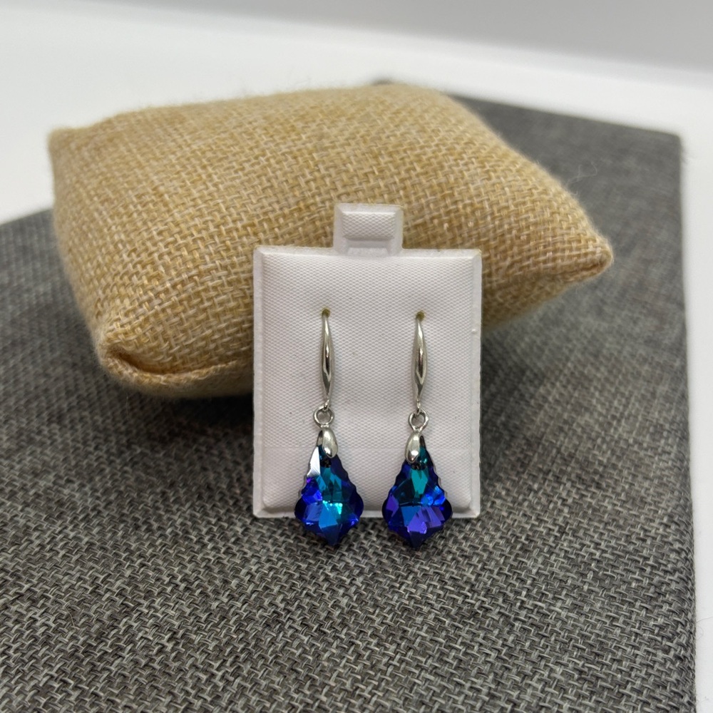 Elegant Blue Crystal Drop Earrings